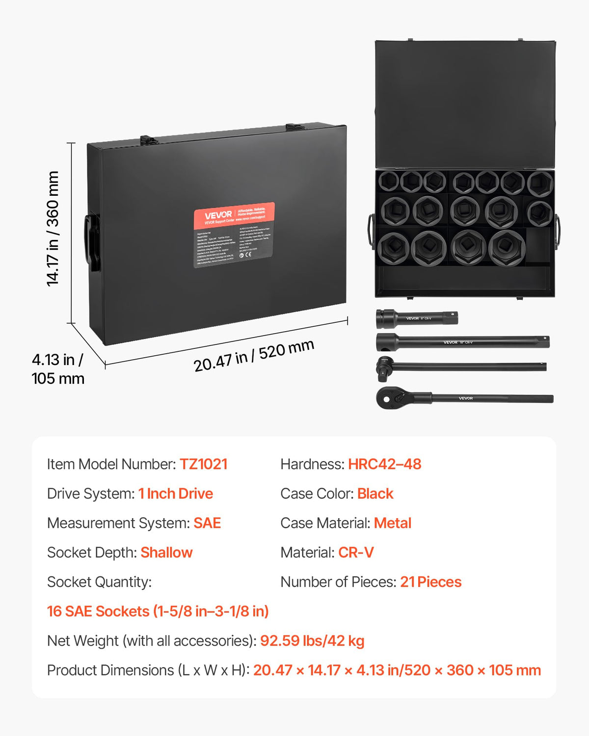 VEVOR black phosphate finish resists water and oil exposure