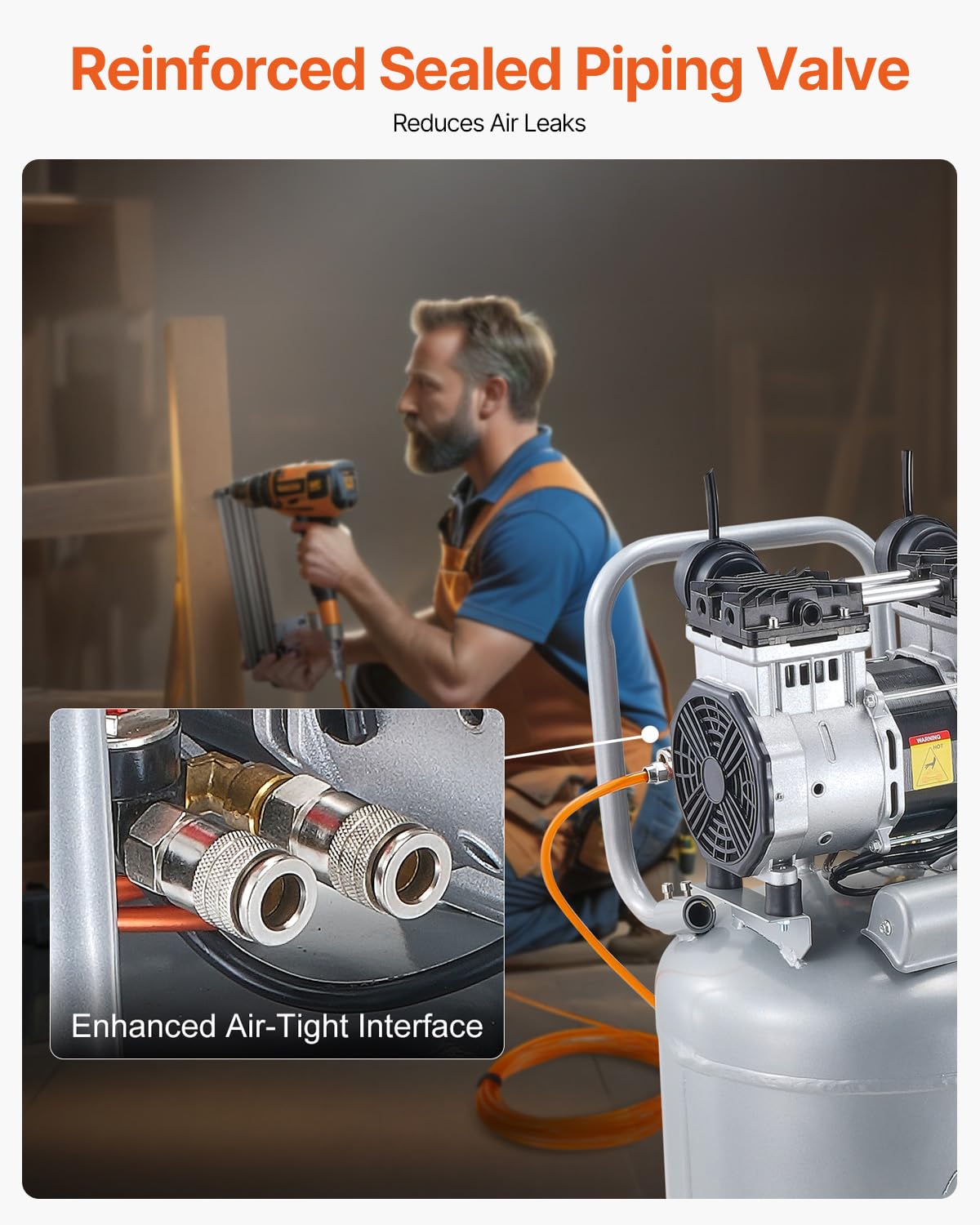VEVOR leak-proof valve system close-up, stable output during high-demand use.