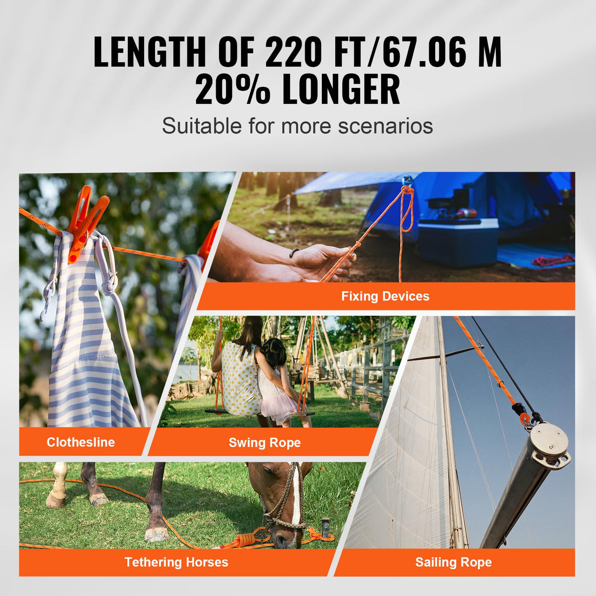 VEVOR 220 ft length provides ample reach for tall setups and aerial work.