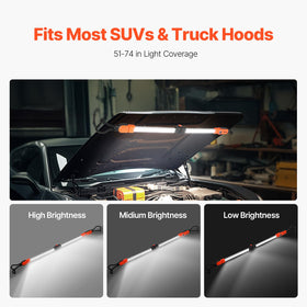 VEVOR light bar extended for wide coverage during car repair.
