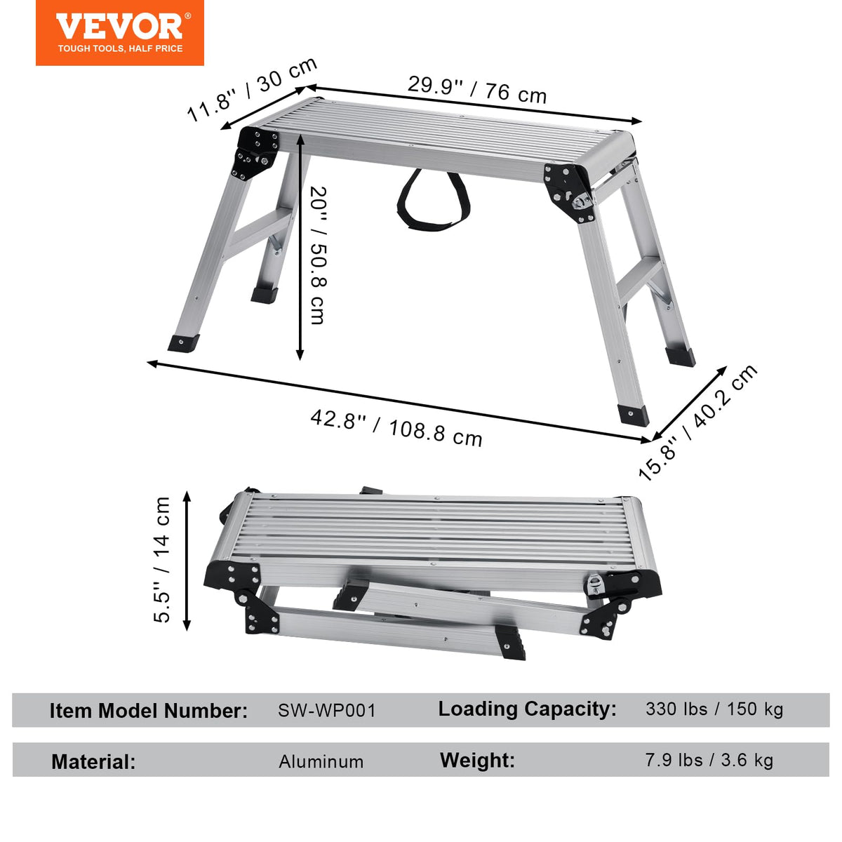 VEVOR lightweight design for easy carry and quick setup.