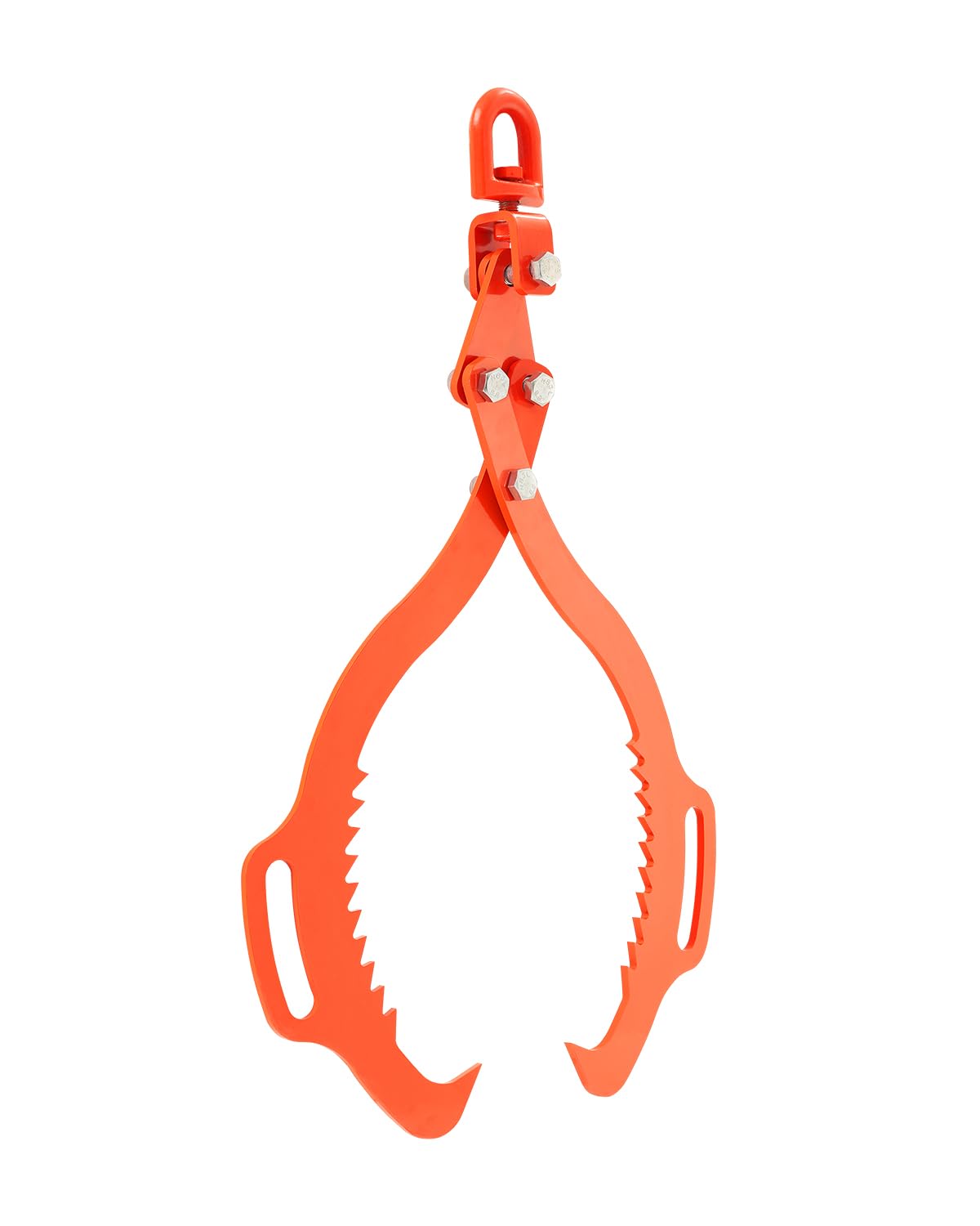 VEVOR log lifting tongs with adjustable opening securely gripping logs of varying sizes.