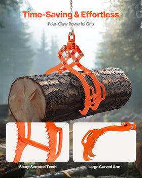 VEVOR log lifting tongs with 360° swivel ring for smooth maneuvering.
