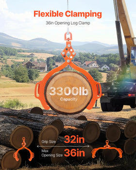 VEVOR log lifting tongs four-claw grip for stable handling of heavy logs.