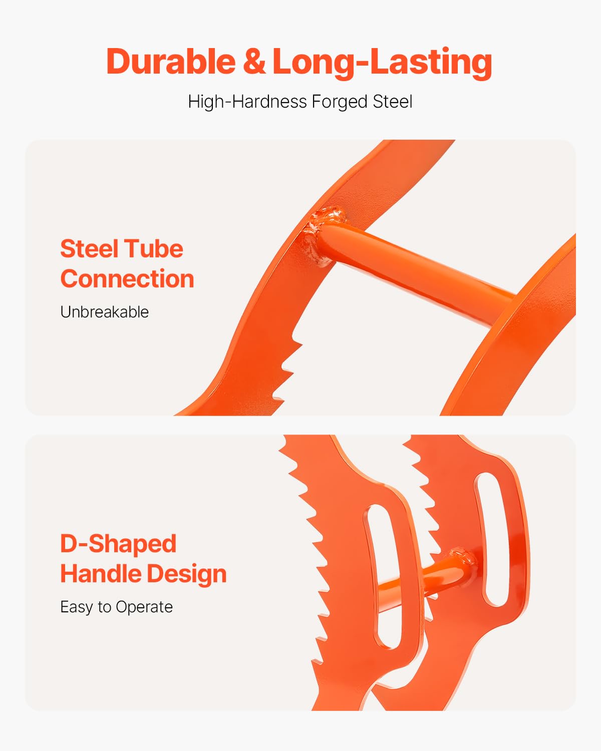 VEVOR log lifting tongs rust resistant coating for outdoor use.