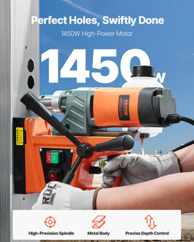 VEVOR drill press height scale helps monitor depth accurately.