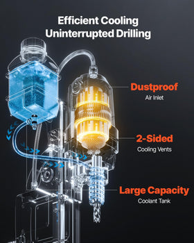 VEVOR drill in action against metal delivers smooth operation.