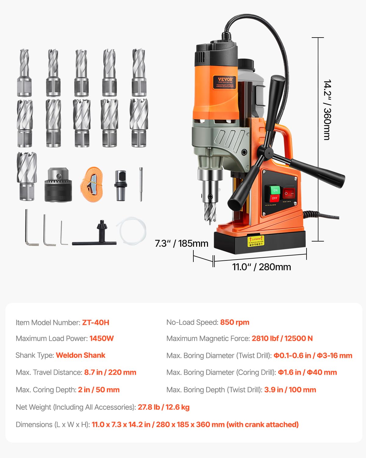 VEVOR rugged build with mag base supports heavy use.