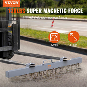 VEVOR magnetic sweeper attached to forklift for efficient debris pickup