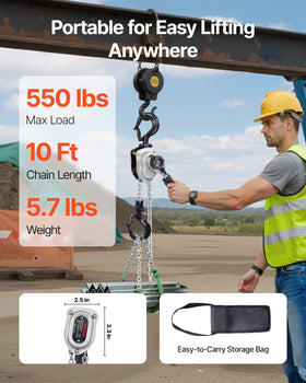 VEVOR lever chain hoist ergonomic 360-degree handle for easy operation