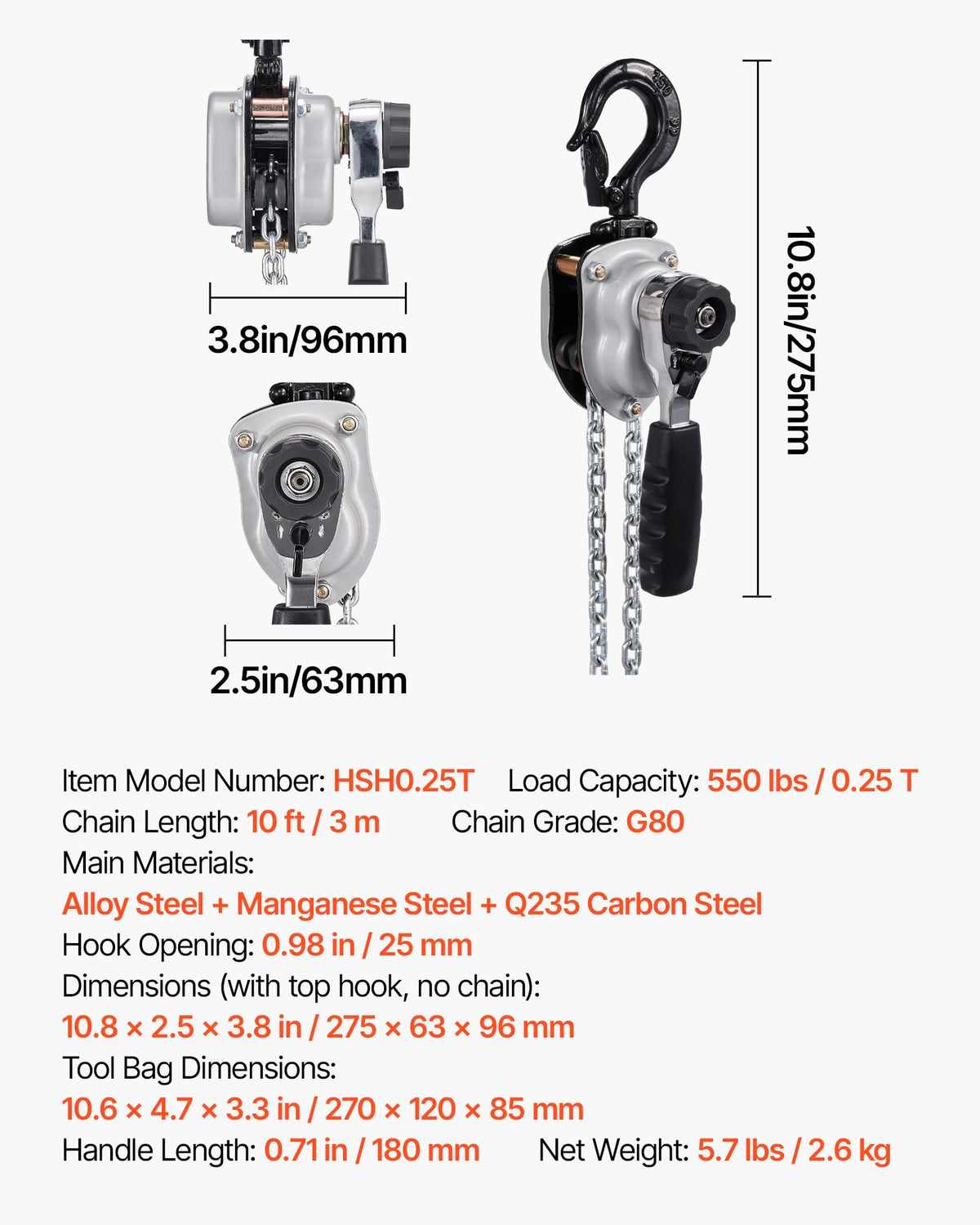 VEVOR hoist shown in warehouse setting for material lifting
