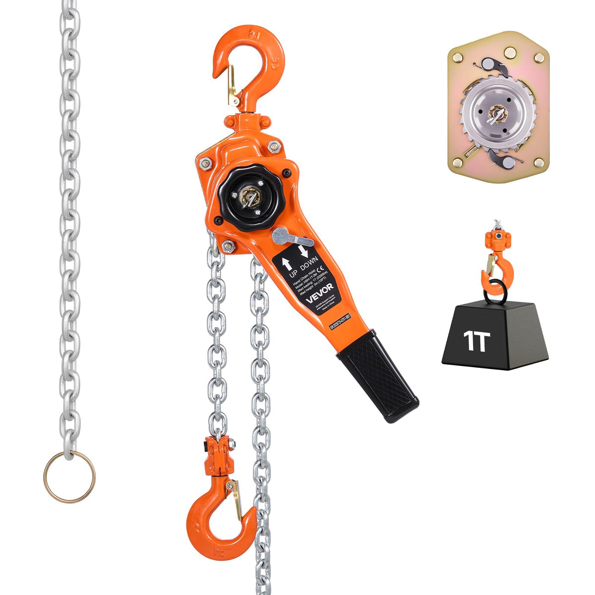 VEVOR manual lever hoist 1T capacity for demanding lifting tasks.