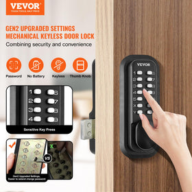 VEVOR lock back view highlights weatherproof zinc alloy construction.
