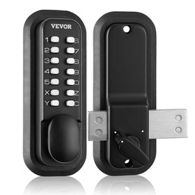 VEVOR mechanical keyless lock front view shows battery-free security for outdoor doors.