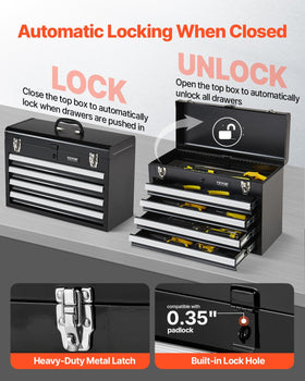 VEVOR tool box drawers with ball-bearing sliders for smooth operation