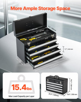 VEVOR metal tool box four drawers extended for quick access to hand tools