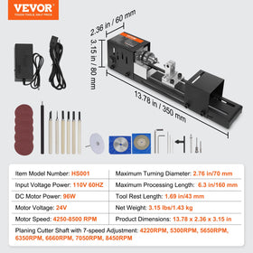 VEVOR mini lathe compact footprint fits tight spaces