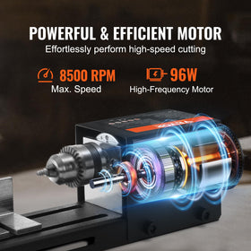 VEVOR mini lathe turning a small wood piece with smooth finish