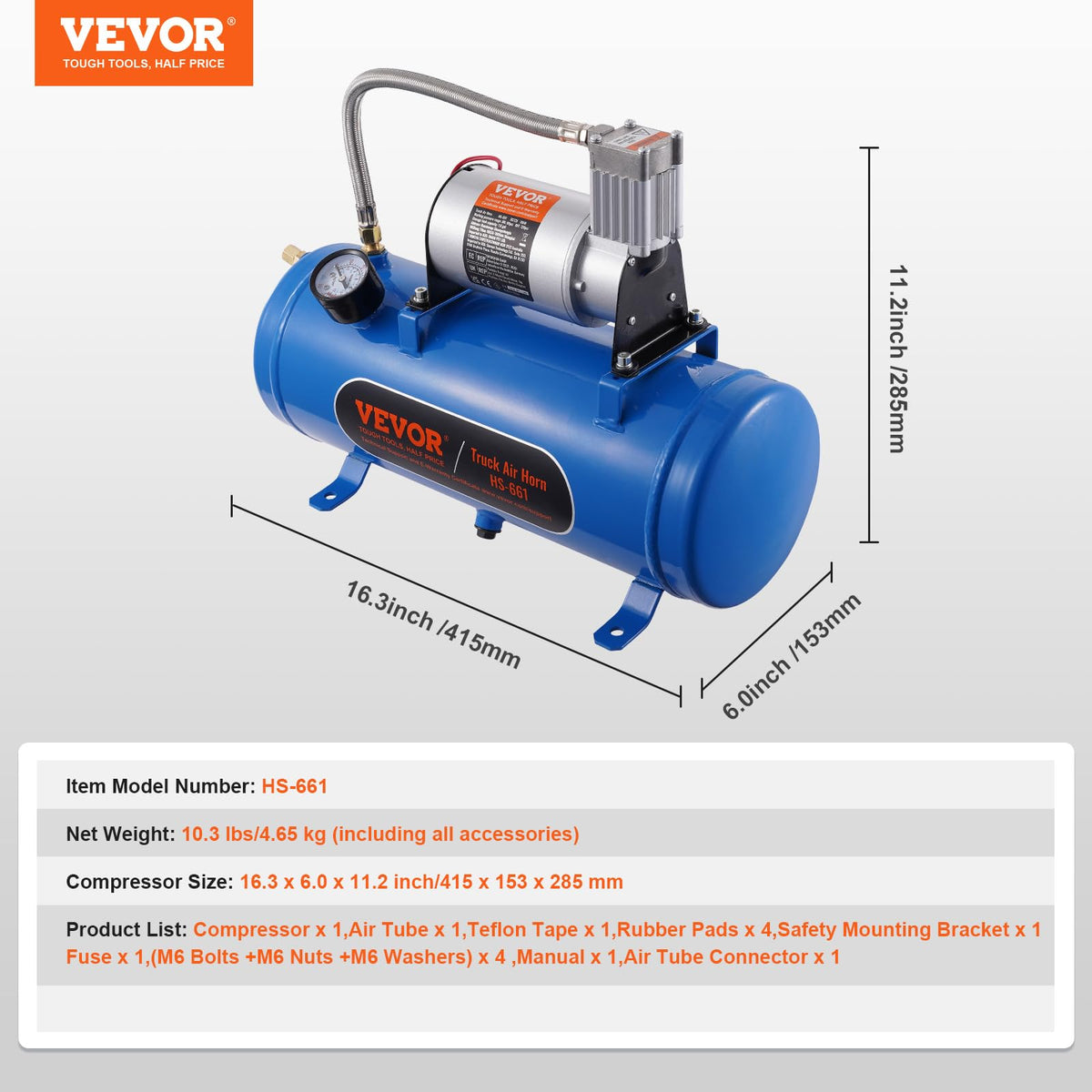 VEVOR motor with 100°C overload protection supports safe operation.