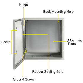 Mounting hole layout supports secure wall installation.