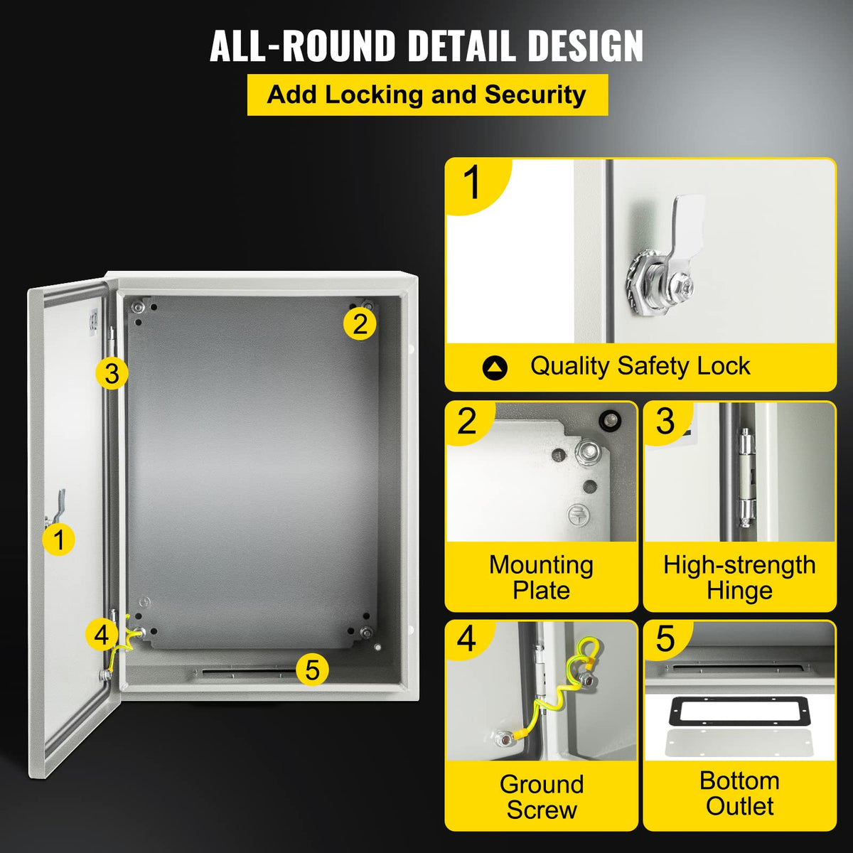 VEVOR NEMA steel enclosure waterproof seal protects internal components