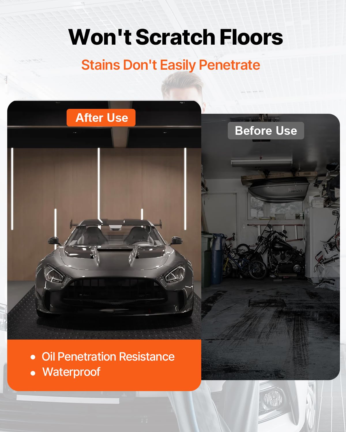 VEVOR non-slip garage floor improves safety on wet surfaces.