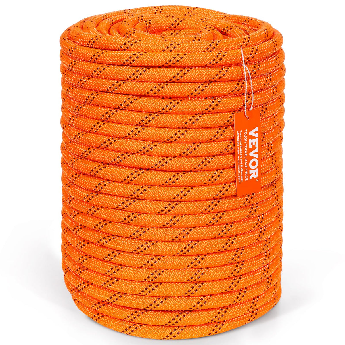 VEVOR orange and black rope ready for visibility in outdoor tasks.