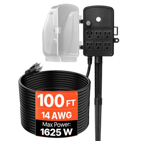 VEVOR outdoor power stake showing six outlets for powering multiple devices outdoors