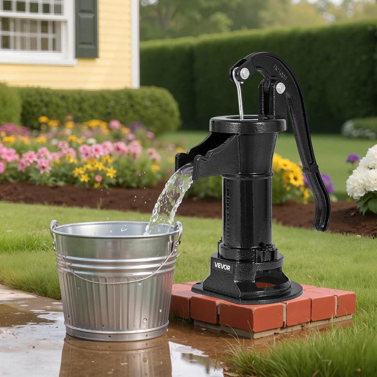 Outdoor setup near well or pond for versatile water access