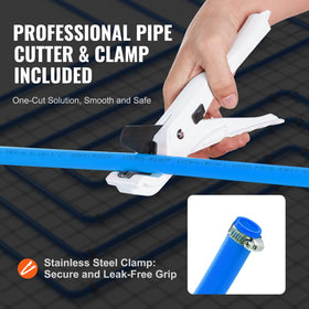 VEVOR cutter and stainless clamps ensure clean cuts and secure seals