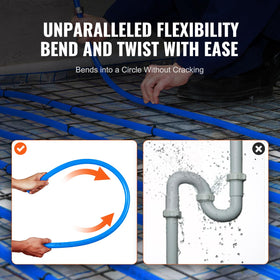 VEVOR PEX pipe demonstrates high flexibility and crack resistance
