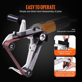 VEVOR pipe-sanding-in-metalwork demonstrated on stainless steel for rust removal.