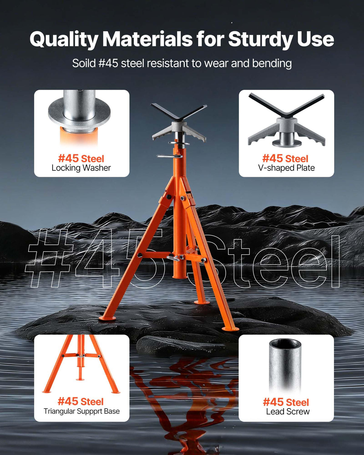 VEVOR pipe stand folding base compactly stored after use on site