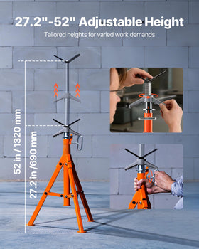 VEVOR pipe stand height adjustment handle lets you set precise height 27.2–52 inches
