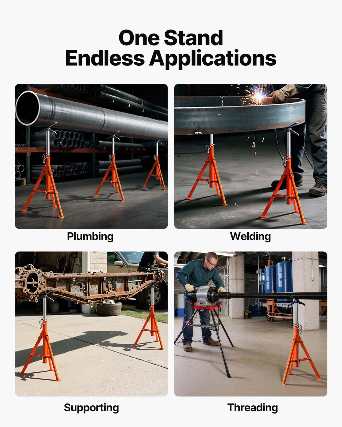 VEVOR pipe stand V head holds pipes securely during setup
