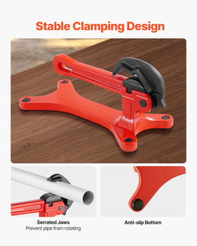Reinforced integrated frame of VEVOR pipe vise for stability.