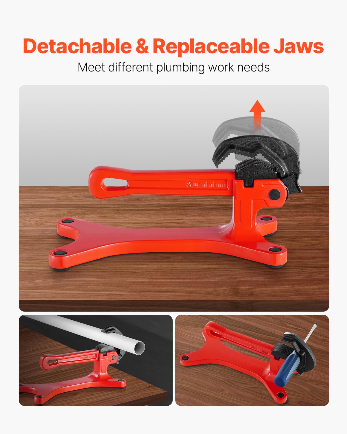 Thickened base and non-slip pad on VEVOR vise support one-handed use.