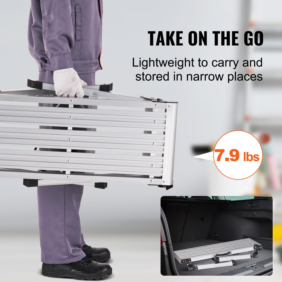 VEVOR platform surface with traction offers slip-resistant stability.