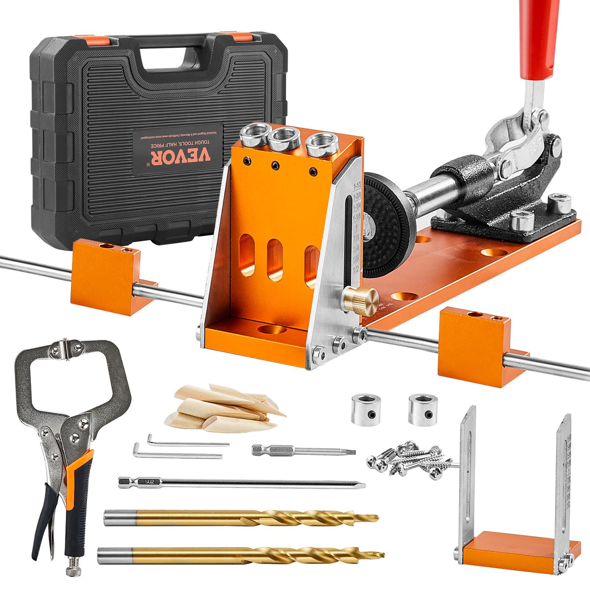 VEVOR Pocket Hole Jig Kit body in aluminum for stable drilling