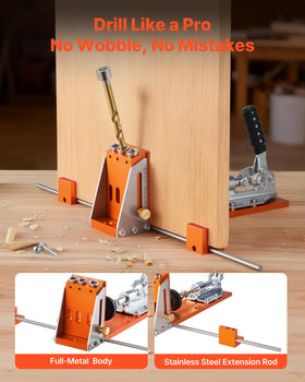 VEVOR pocket-hole jig kit c-clamp enables stable angle drilling on varied workpieces