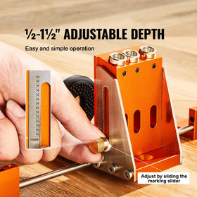 Adjustable depth slider enables precise hole depths