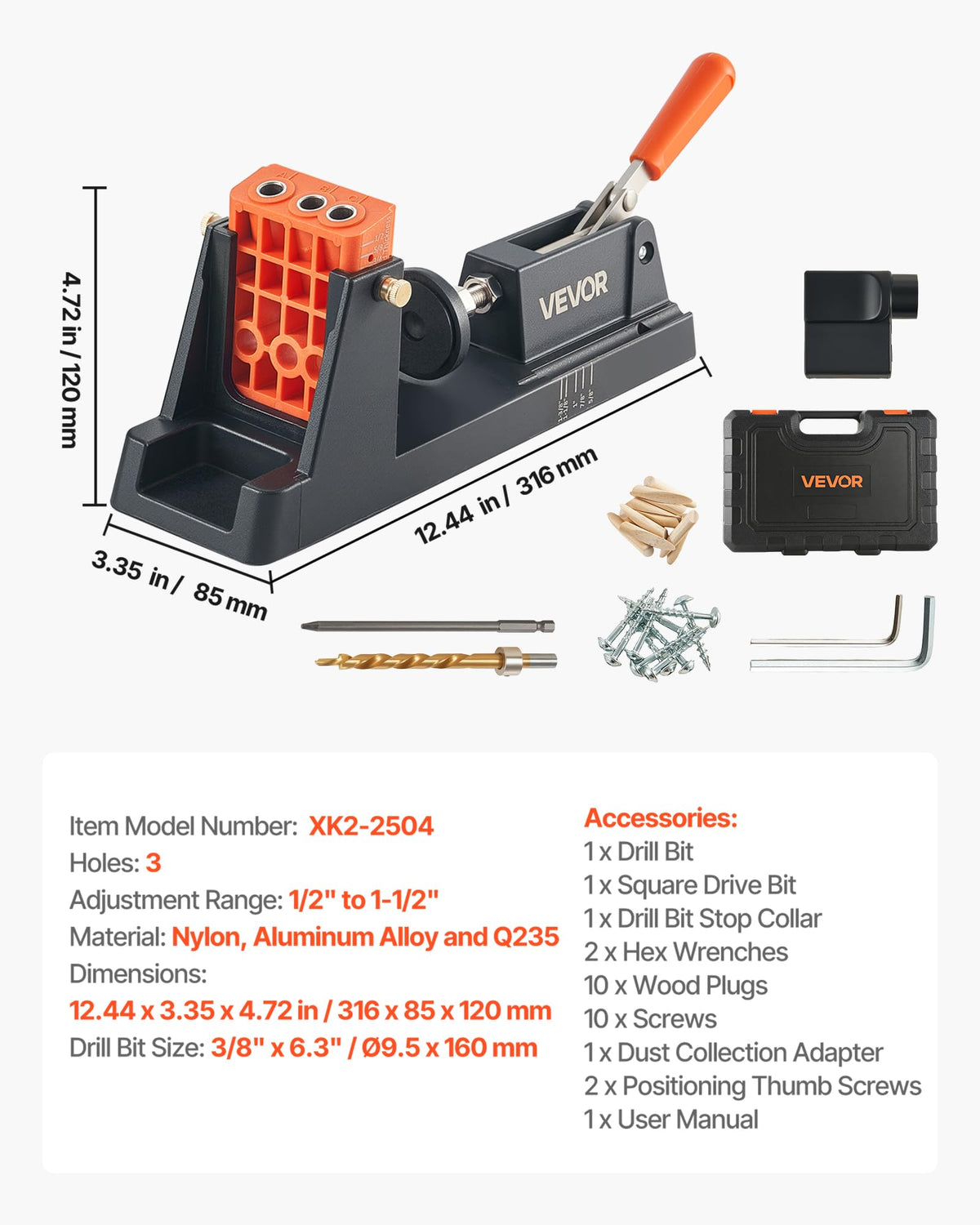 VEVOR Portable carrying case keeps jig and accessories organized.