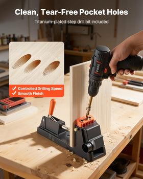 VEVOR Titanium-plated step drill bit delivers smooth, consistent pocket holes.