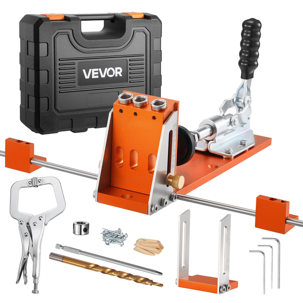 VEVOR Pocket Hole Jig Kit in toolcase for organized storage and quick setup