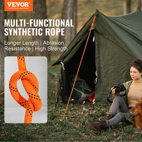 VEVOR polyester rope texture close-up highlights tight weave for strength.