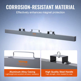 Steel lifting handles provide durable grip during operation