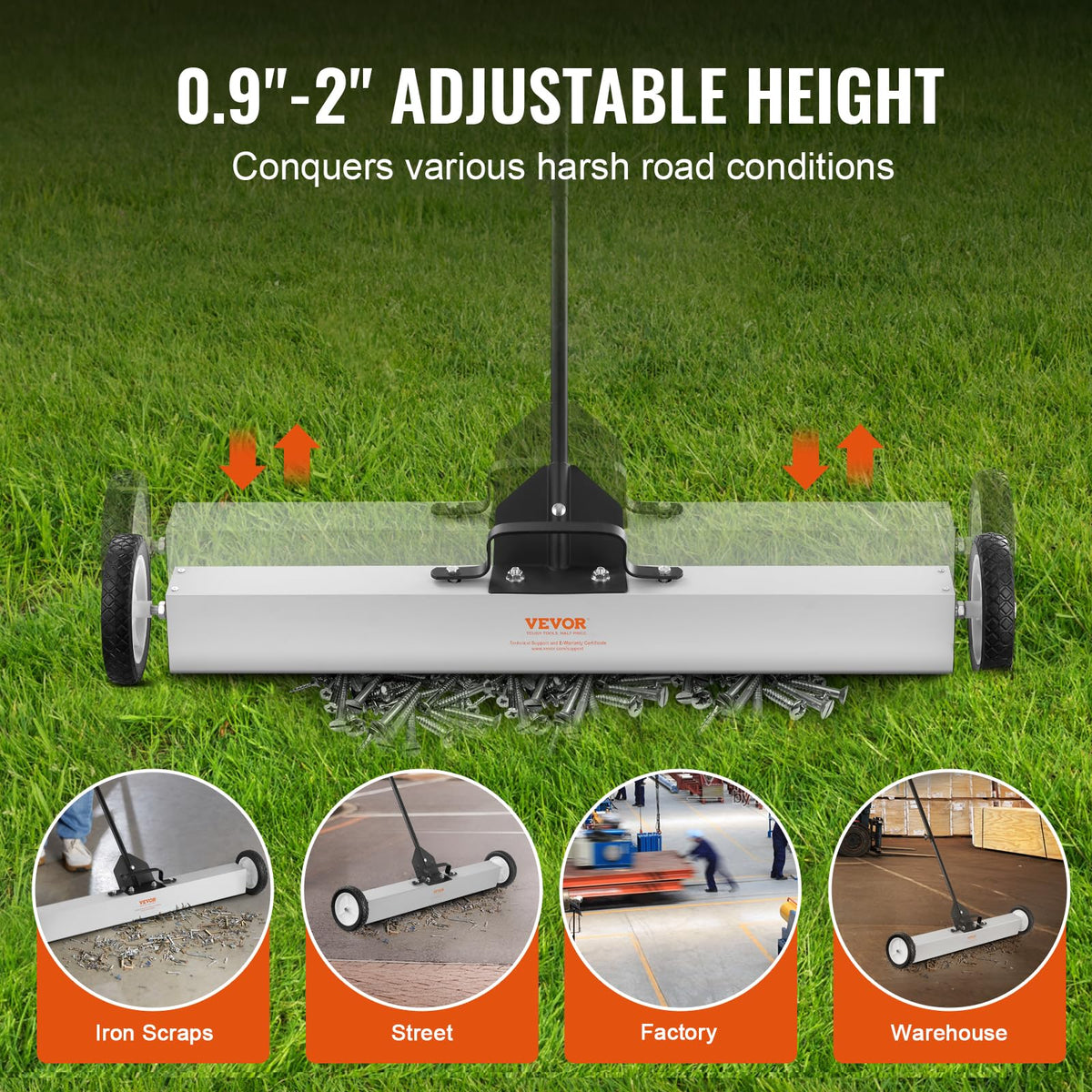 VEVOR push-type magnetic sweeper with telescoping handle for ergonomic use