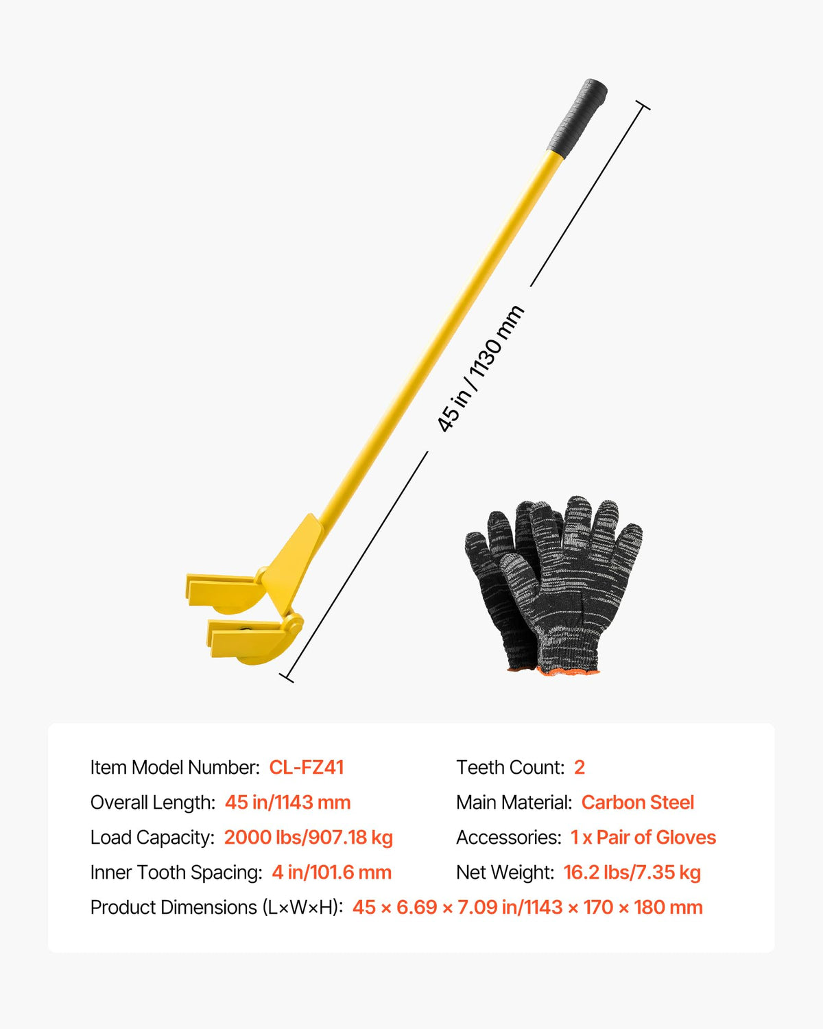 Up to 2,000 lb prying capability supports sturdy dismantling