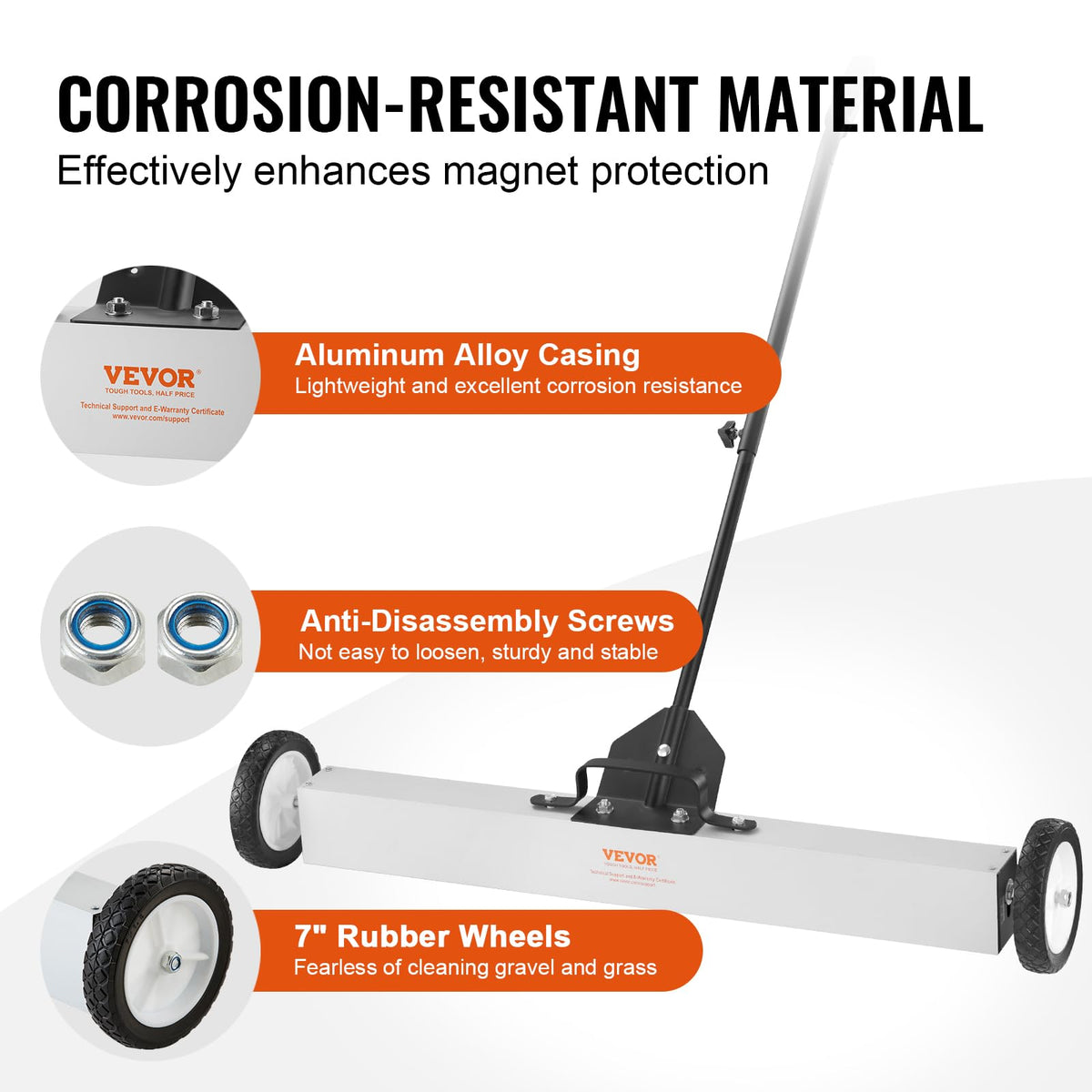 VEVOR quick-release handle for fast debris release after sweeping