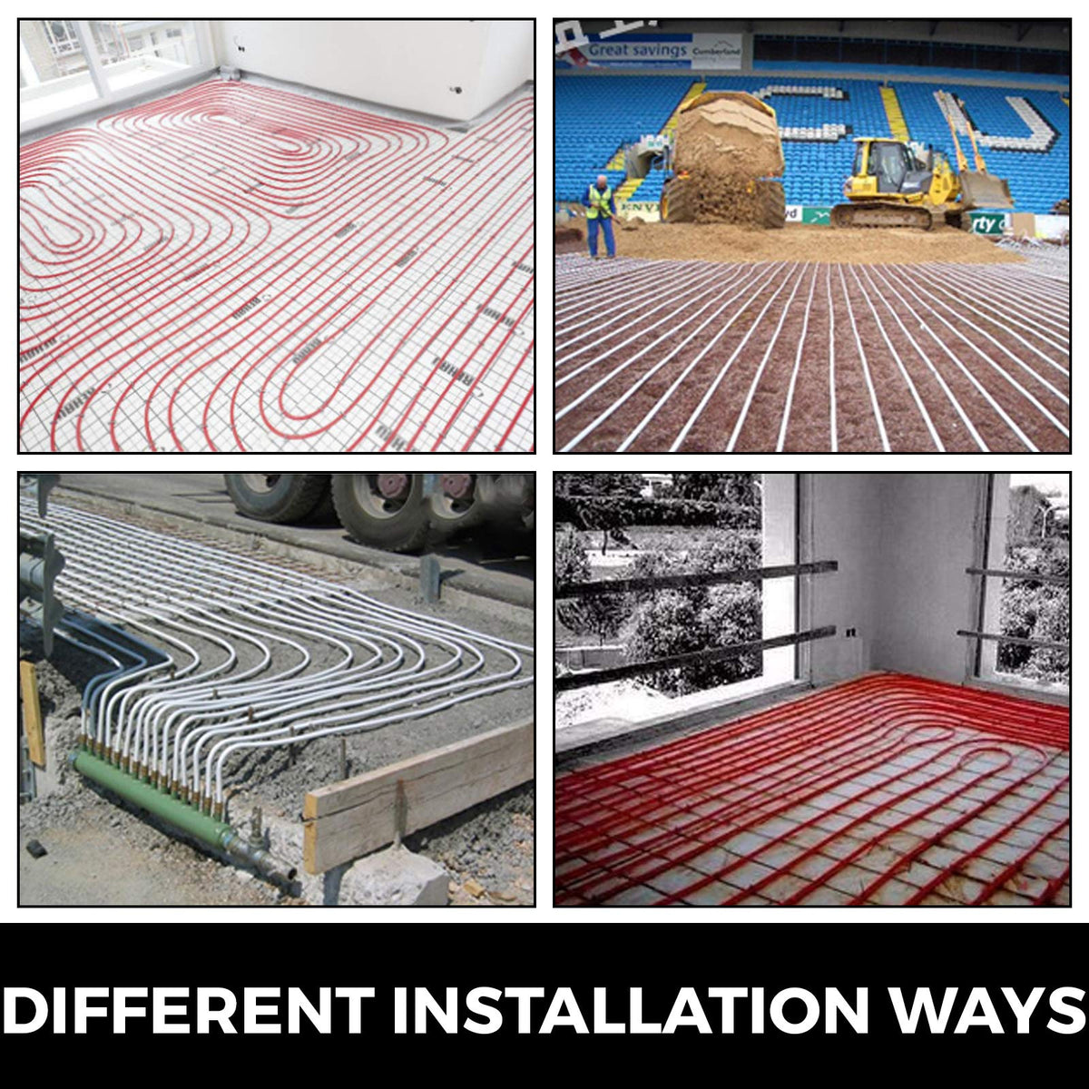 VEVOR radiant floor heating installation using blue PEX tubing